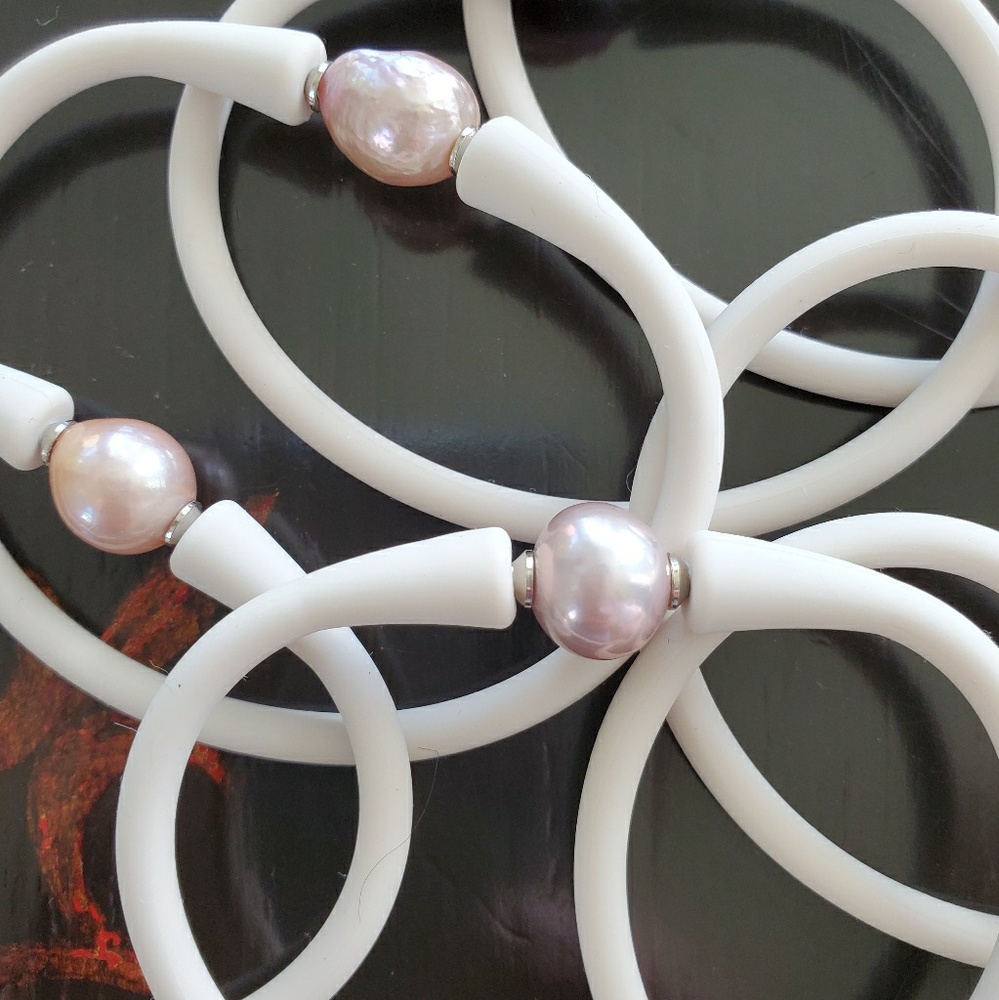 Oyster Silicone & Freshwater Pearl Bracelets